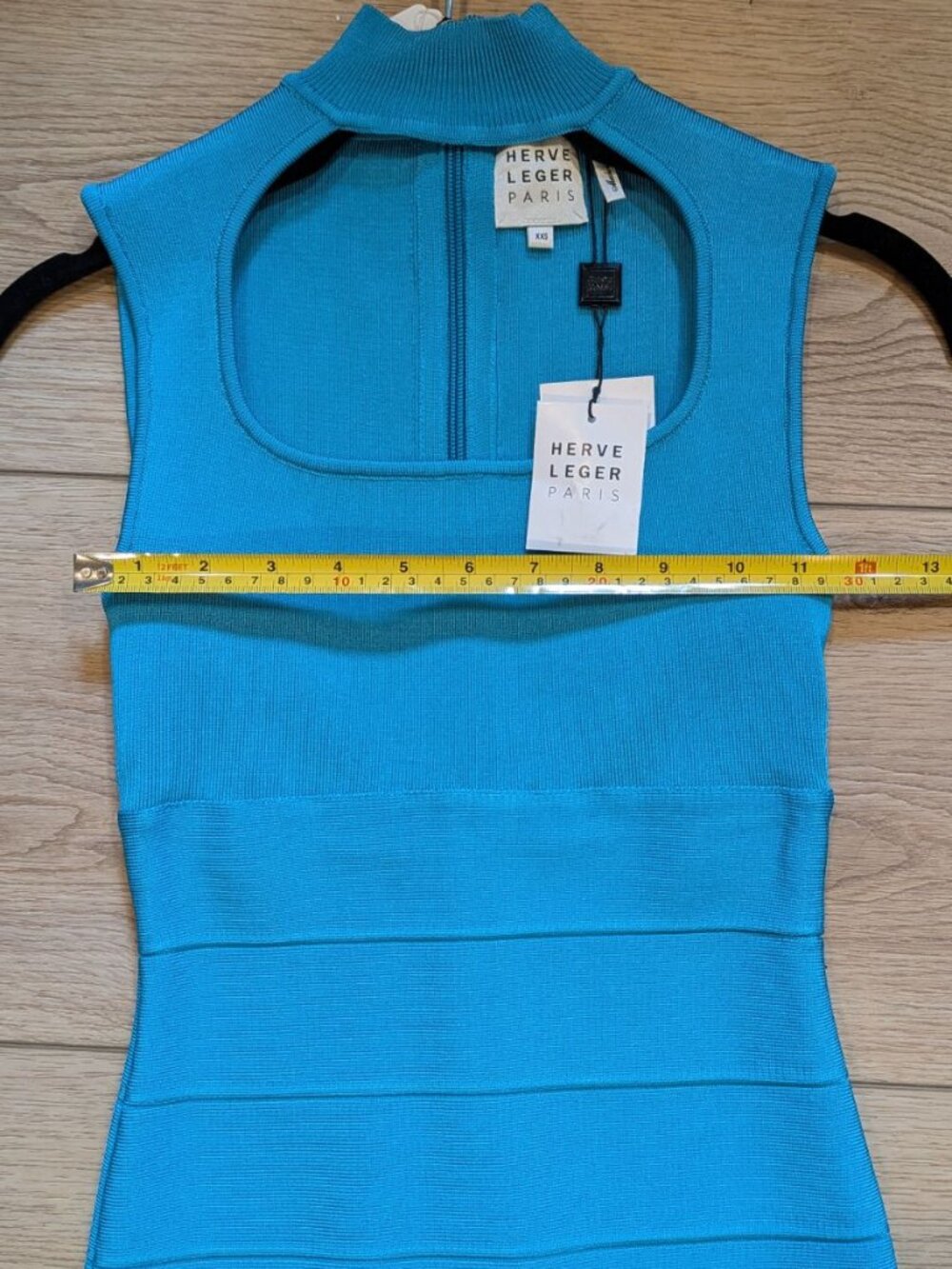 Herve Leger Teal Blue Sleeveless Bandage Mini Dress - Picture 8 of 9